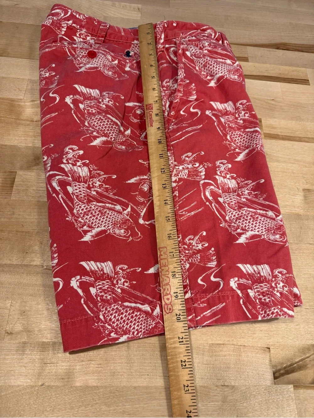 Ralph Lauren White Shirt Red Embroidered Pony Koi Fish Relaxed Fit Men Size 32